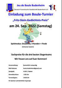 Einladung Fritz-Stein-Turnier 2022